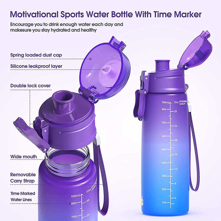 Botellas De Agua Motivadoras Tritan Sports Water Bottle 1L With Time Marker Bottles