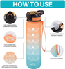 Custom Plastic Straw Strainer Filter Gym Sports 1000ml 1L 32 oz 32oz BPA Free Tritan Motivational Water Bottle With Time Marker