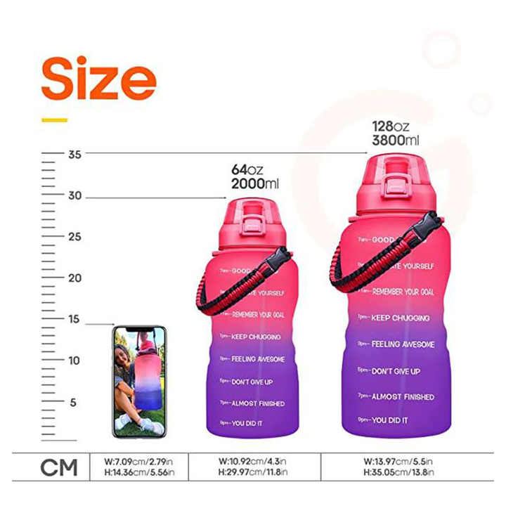 Botella Motivadora Garrafa Agua Transpatente Top Seller Personalized Hiking 2.2L Gym Water Bottle