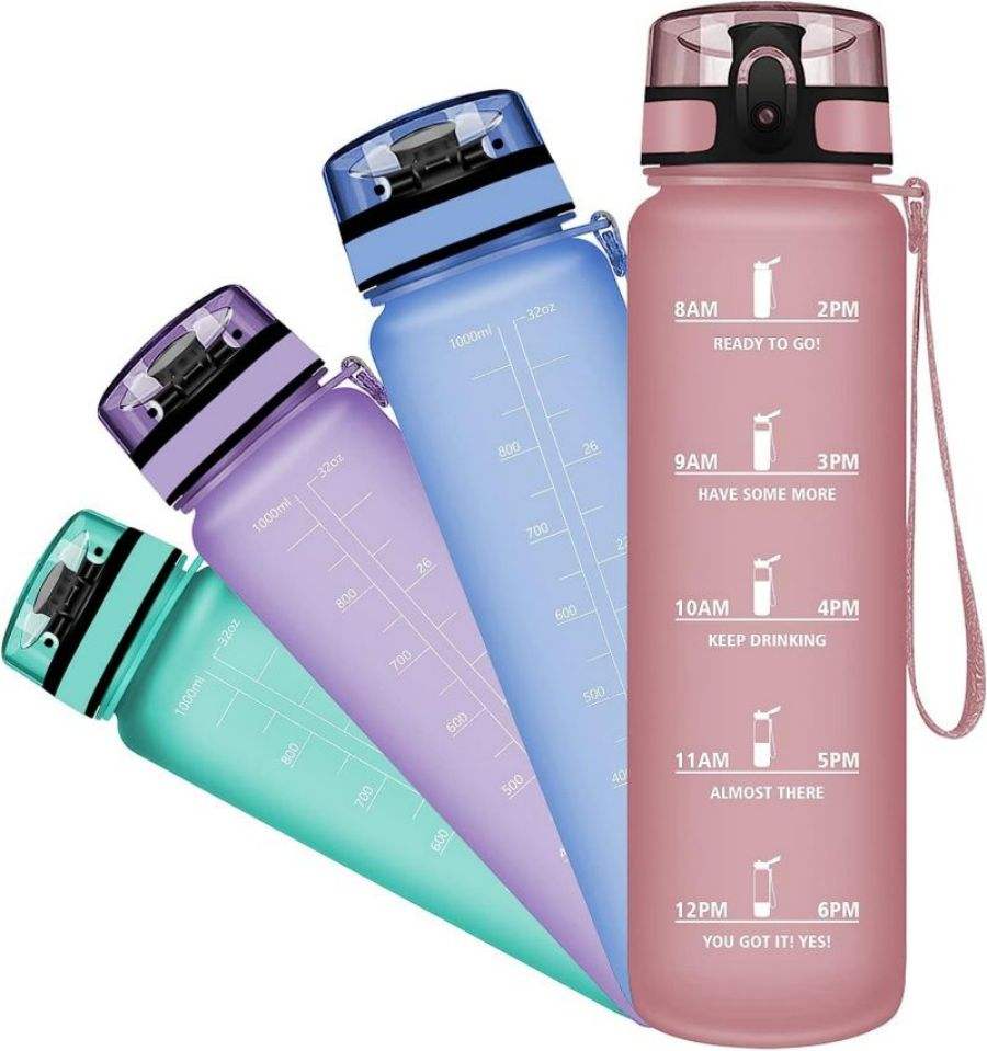 Wholesale Eco-Friendly High Quality Cheap Gym Matt Black Drinking 1000ml Plastic Sports Water Bottle
