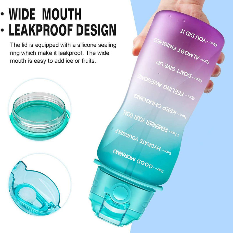 High Quality 3.8L Half Gallon Reusable Motivational Plastic Sports Water Bottle With Strtaw Lid