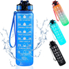 32 oz Motivational Reusable BPA Free Frosted Plastic Water Bottle With Time Marker