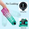 1L 32 OzCustom Plastic Straw Strainer Filter Gym Sports BPA Free Tritan Motivational Water Bottle With Time Marker