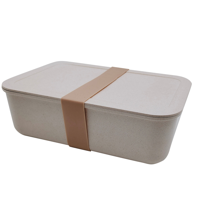 Reusable Custom Logo PLA PP Wheat Straw RPET Bento Box Bamboo Fiber Lunch Box with Silicone Band