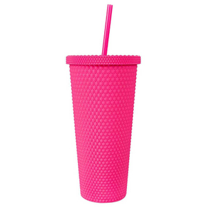 Cawan Plastik Tasse Avec Paille Double Wall Coffee Cup With Lid and Straw Customized Tumblers