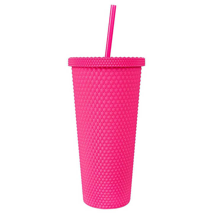 Cawan Plastik Tasse Avec Paille Double Wall Coffee Cup With Lid and Straw Customized Tumblers