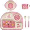 BPA FREE Recycle Plastic Food Grade Dinner Plate Set with Cup Spoon and Fork for Kids Divided Plates Control Food Intake Plates