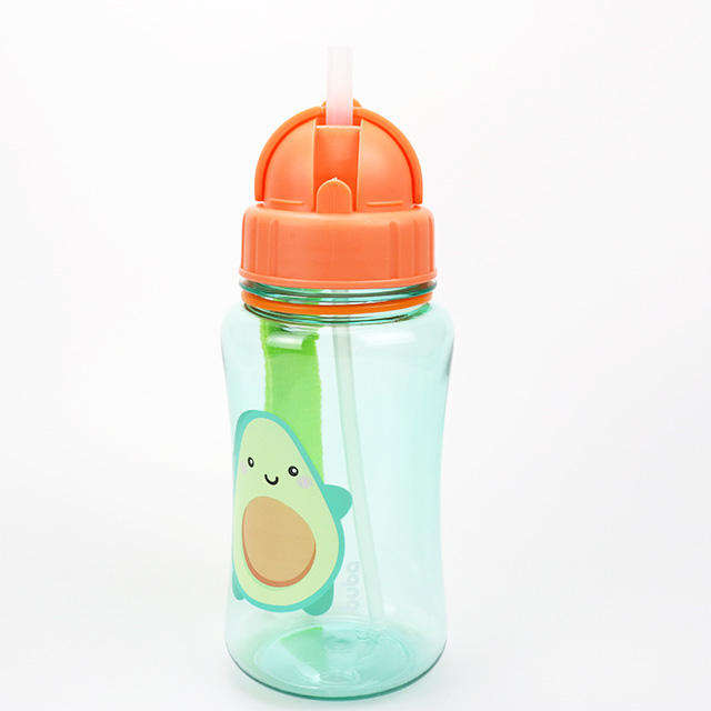Wholesale 450Ml 0.45L Cartoon Transparent Kids Plastic Water Bottle Safe Bpa Free With Straw Strap
