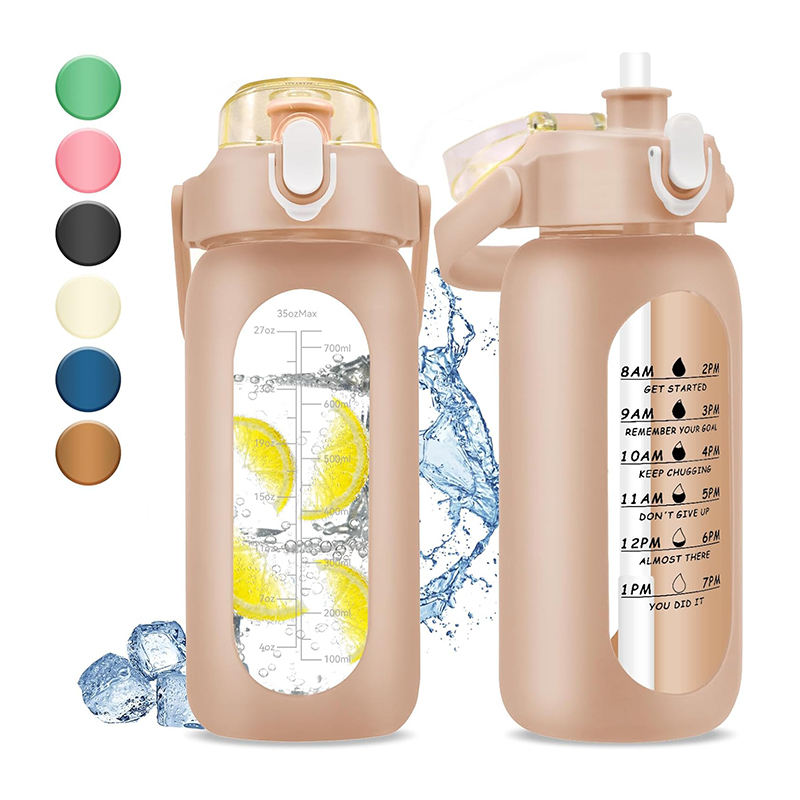 Amazons Hot Product Wide Mouth Plastic Sport Drink Water Bottle with Straw and Handle