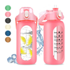 Amazons Hot Product Wide Mouth Plastic Sport Drink Water Bottle with Straw and Handle