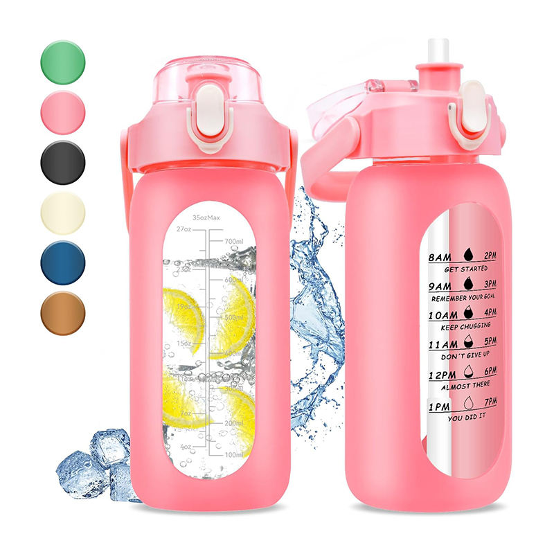 Amazons Hot Product Wide Mouth Plastic Sport Drink Water Bottle with Straw and Handle