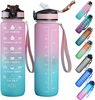 Customised 32 Oz Bpa Free Plastic Fitness Workout Sport Motivational Time Marker Water Bottle With Straw Strainer