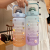Gallon Water Bottle with Straw Sports Gradient Bottle Cute Cartoon Sticker Big Capacity Trending Gym Plastic Water Bottle