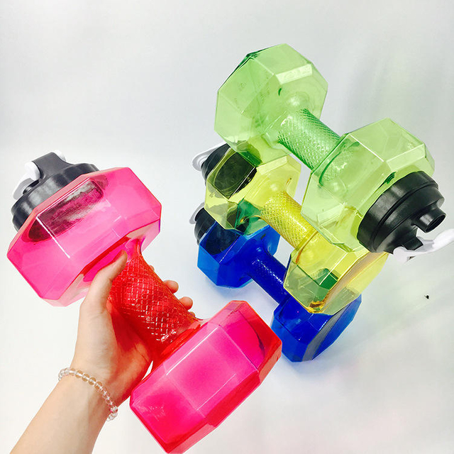 2.2L Large Durable Portable Leakproof BPA Free Clear Sport Water Jug Dumbbell Water Bottle