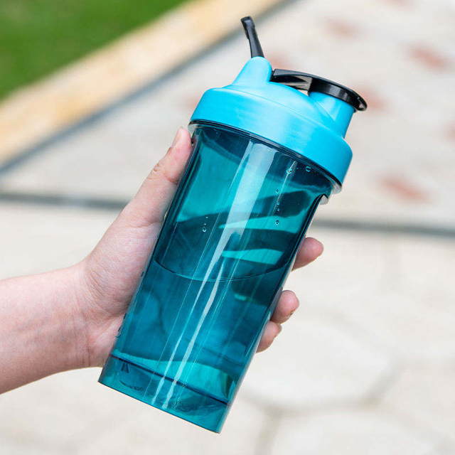 Custom Direct Drinking Black Plastic Gym Mixer Protein Shaker Shake Bottle With Wire Ball