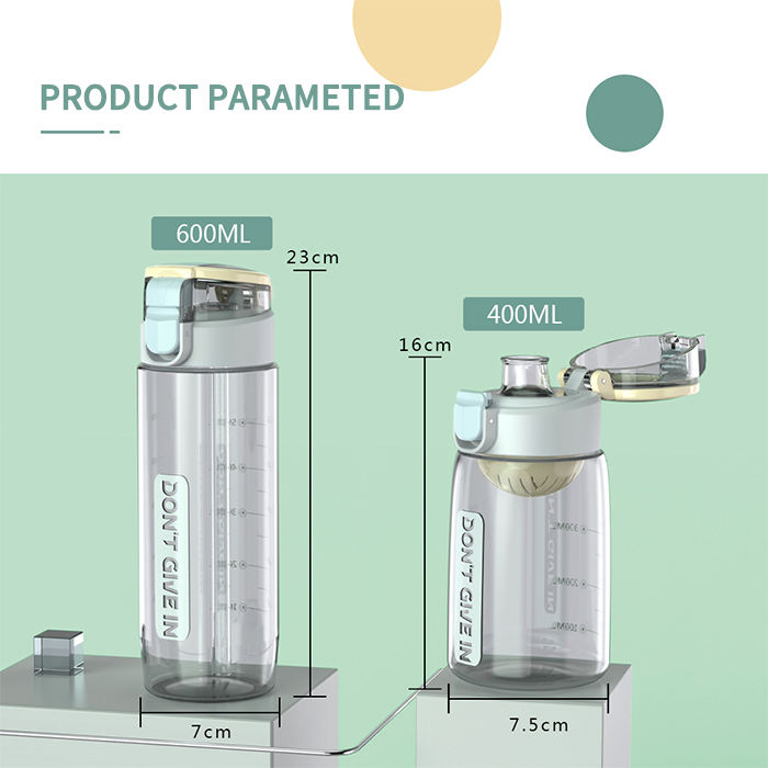 BPA Free 400ml Plastic Water Bottle With Handle and Straw Wholesale Sports Water Bottle Custom Logo