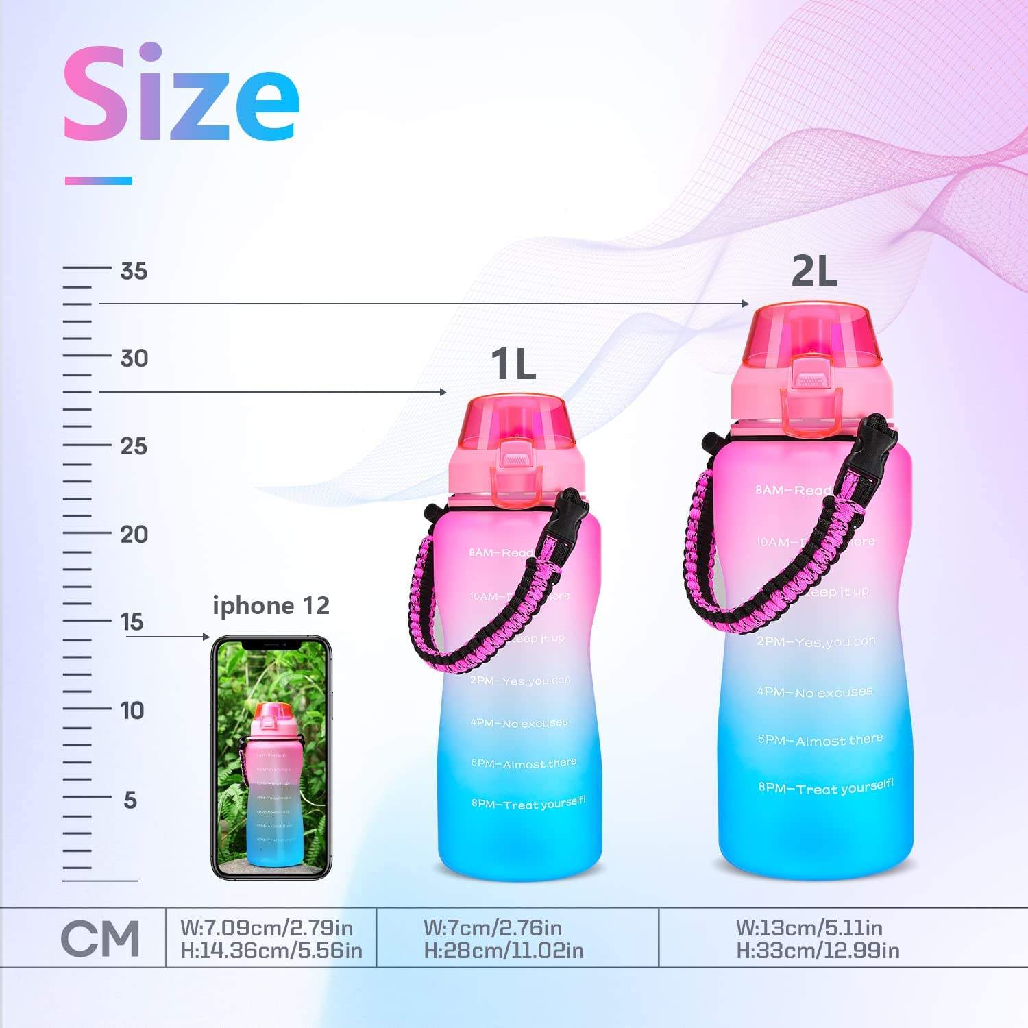 Gradient 64 oz Sports Water Bottle Girls Wholesale Plastic Reusable Plastic Water Bottle With Straw and Lid