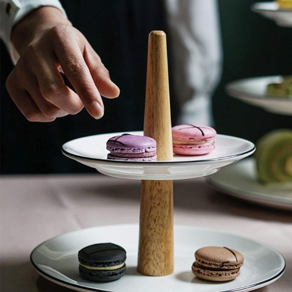 Cake Stand Double-Layer Home Living Room Coffee Table Candy Snack Fruit RPET Plastic Plate Dessert Display Stand