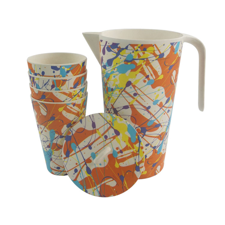 Kitchenwares Biodegradable Bamboo Fibre Large Water Jug Cup Set