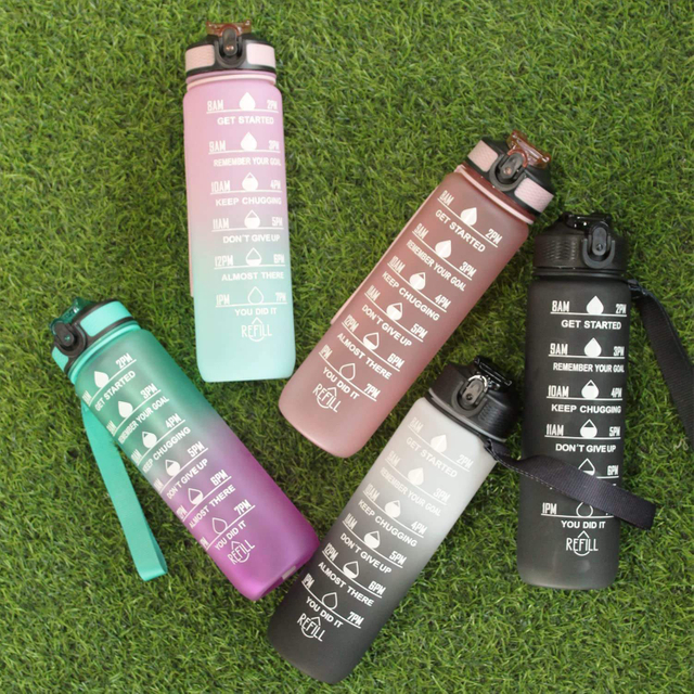 Motivational Water Bottle 32oz With Time Marker Straw and Sieve Tritan BPA Free for Fitness Gym Outdoor Sports Water Bottle
