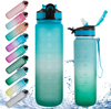 Motivational Water Bottle 32oz With Time Marker Straw and Sieve Tritan BPA Free for Fitness Gym Outdoor Sports Water Bottle