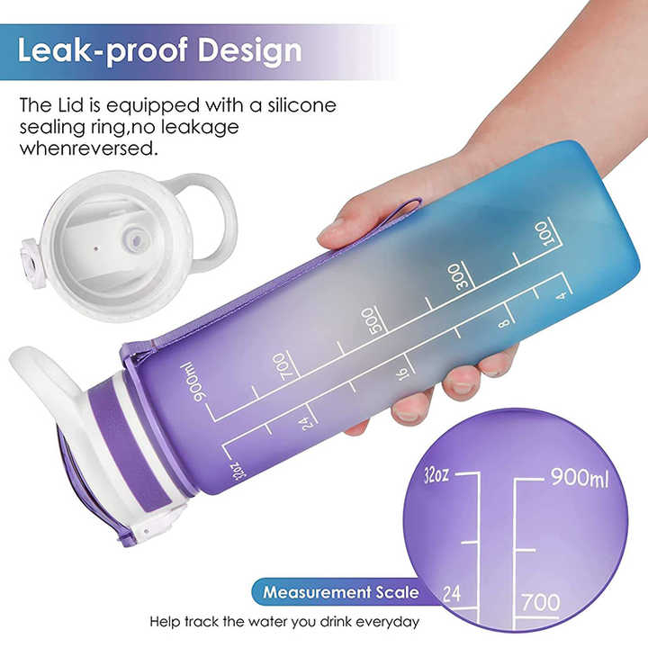 Bouteille Deau Portable Botellas De Agua Custom Logo Bottles Reusable Motivational Fitness Sport Tritan Water Bottle