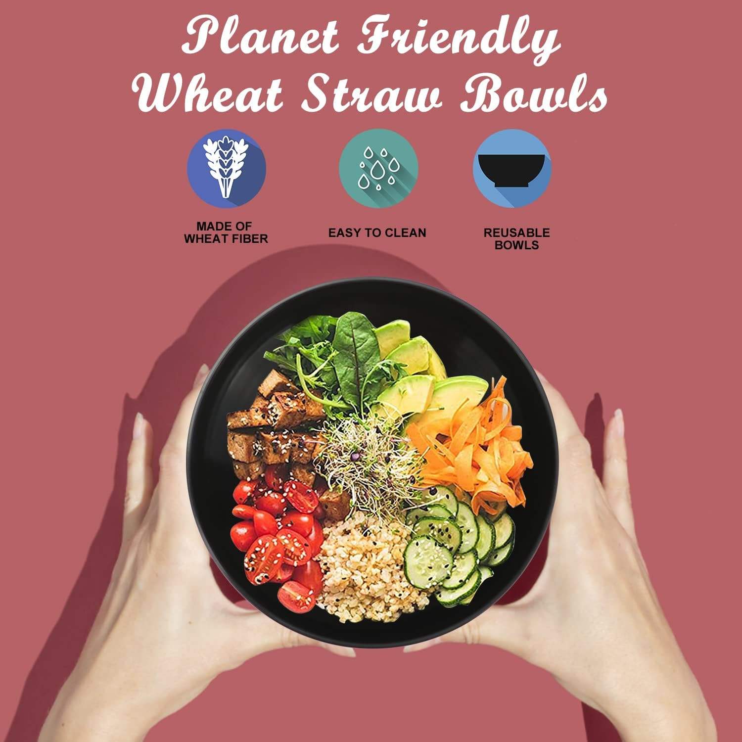 Reusable Cereal Soup Bowls Microwave and Dishwasher Safe BPA Free Lightweight RPET Bowl for Kitchen Oatmeal Bowls
