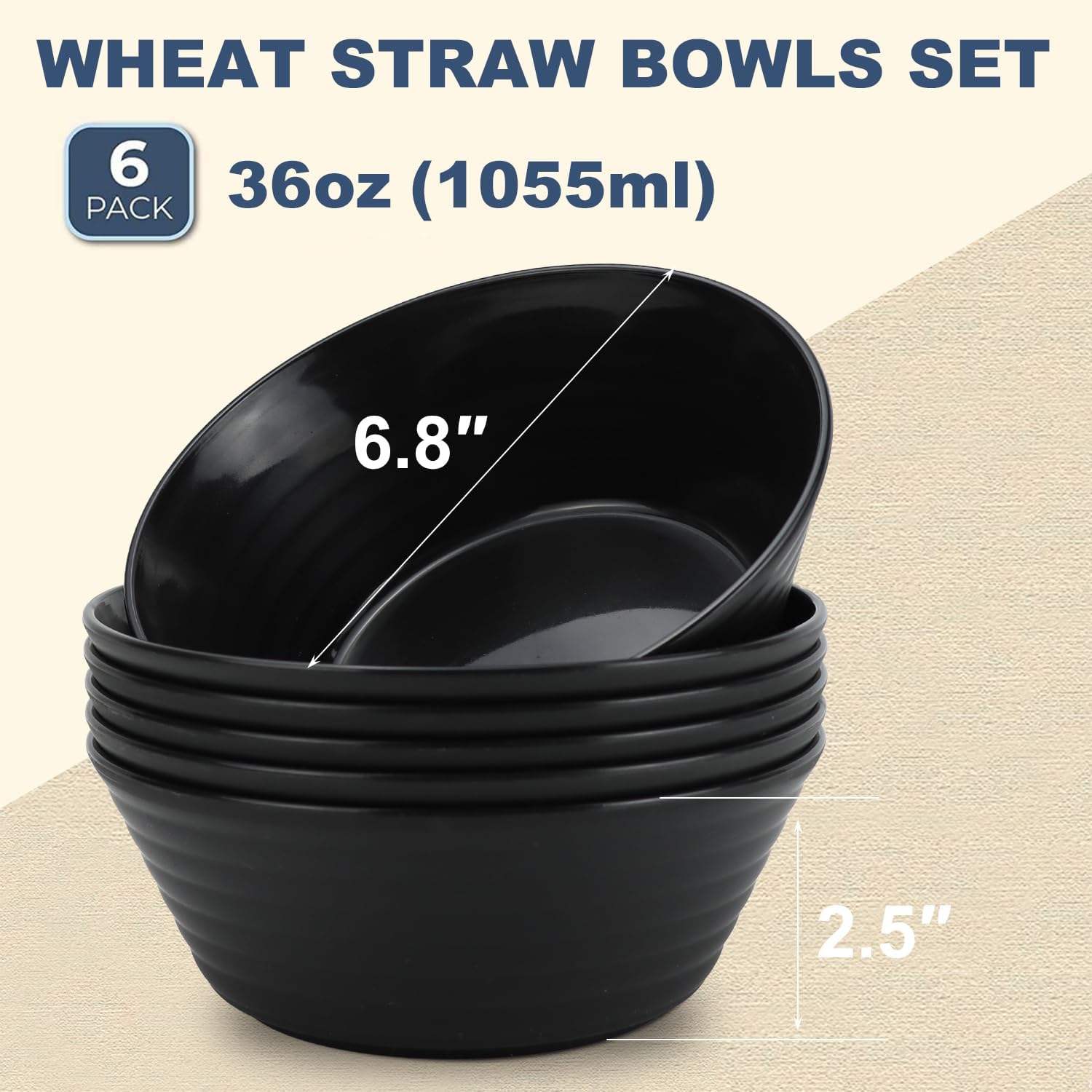 Reusable Cereal Soup Bowls Microwave and Dishwasher Safe BPA Free Lightweight RPET Bowl for Kitchen Oatmeal Bowls