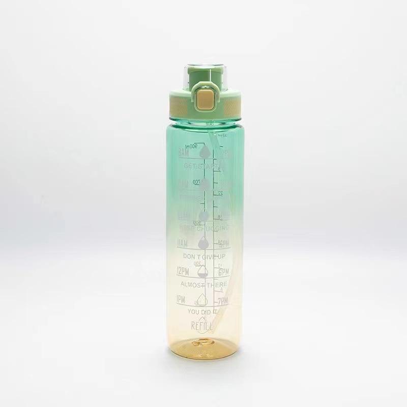Leakproof Tritan BPA Free 1l Fitness Outdoor Sports Water Jug with Time Marker Large Plastic Motivational Water Bottle