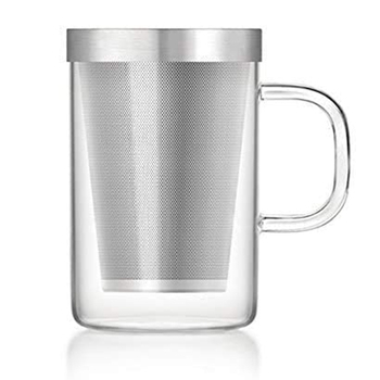 2023 New 500ml Tea Cup Fruit Cup High Borosilicate Glass BPA Free with Stainless Steel Filter Screen