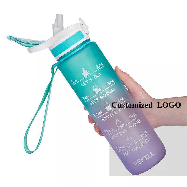 Garrafinha De Agua Garrafa De Agua De 1 L Botella Plastico Wholesale Sports Motivational Water Bottle With Time 1 Liter