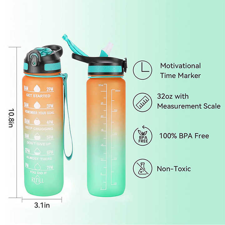 Garrafinha De Agua Garrafa De Agua De 1 L Botella Plastico Wholesale Sports Motivational Water Bottle With Time 1 Liter