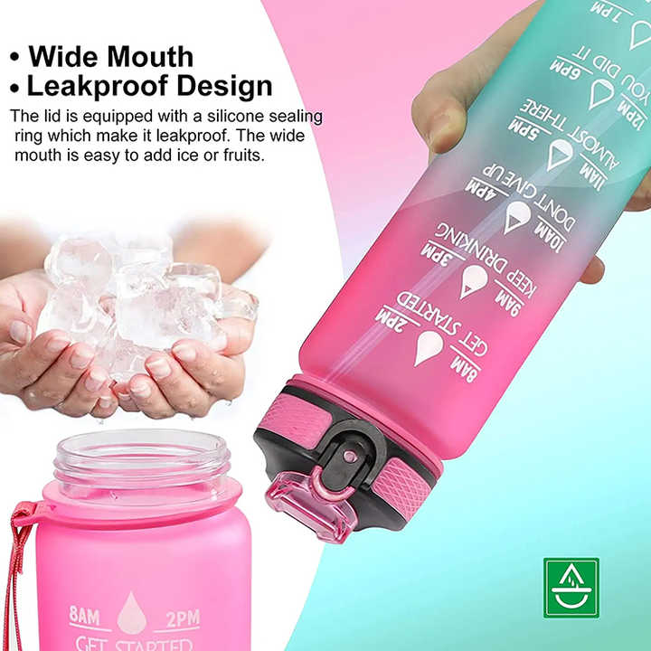 Logo Personalise De Bouteille Deau 1000Ml 1 Litre Large Outdoor Sports Water Bottle With Straw