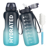 2L Wholesale Gradient Color Fitness Sports Motivational Water Bottle with Time Marker and Straw
