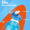 2L Large Capacity Water Bottle With Bounce Cover Time Scale Reminder Frosted Cup With Cute Stickers for Outdoor Sports Fitness