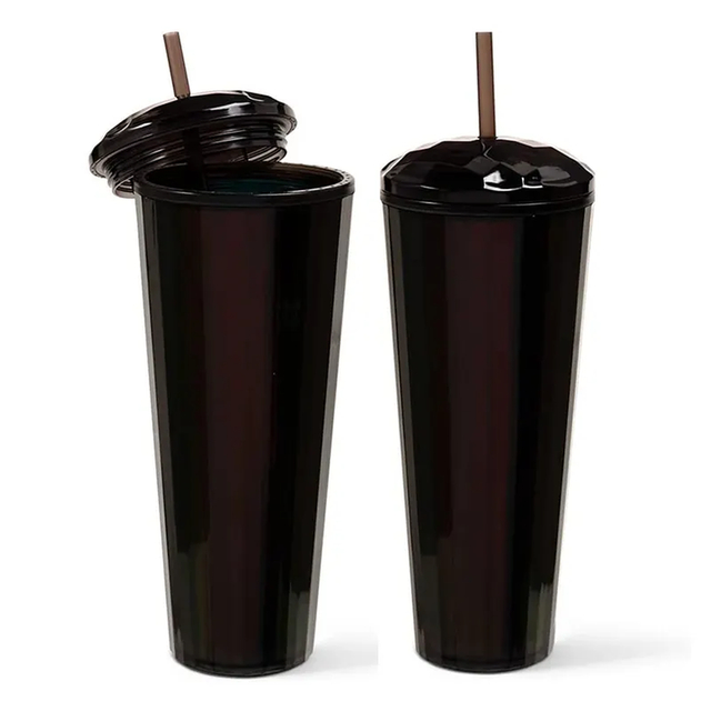 23oz Bpa Free Custom logo PS Reusable Gym Sports Plastic Water Tumbler with Straw