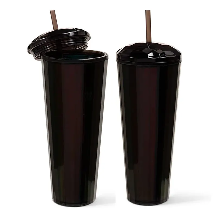 23oz Bpa Free Custom logo PS Reusable Gym Sports Plastic Water Tumbler with Straw