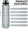 Eco-friendly Plastic 32 OZ Large Motivational Time Marker Water Bottle With Straw Lid for Fitness Gym and Outdoor Sports