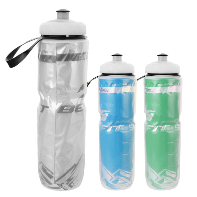 Promotional 500ML Double-layer Plastic Water Bottle Glitter Ice Cooling HDPE Outdoor Bike Water Bottle Bicycle Squeeze Bottle