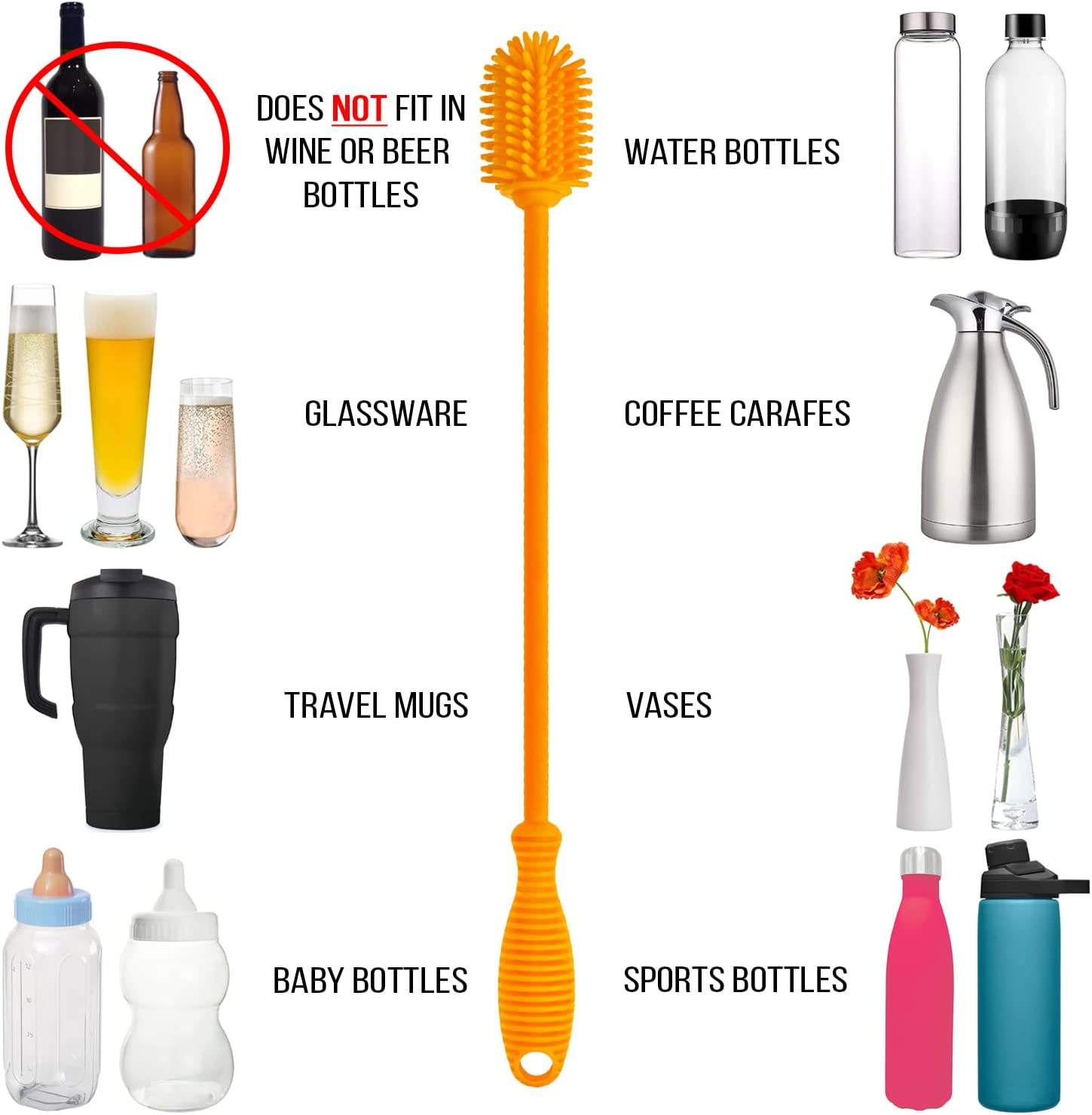 Multifunction Wine Bottle Long Handle Cleaning Brush Washer Cleaner Washing Silicone Soft Brush