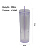 Modern Design Double-Layer Straw Cup with Laser Insertion 450ml Capacity Made of Durable PS Material