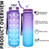 Bpa-Free 1L Sport Plastic Gradient Color Motivational Large Water Bottle With Time Marker With Straw