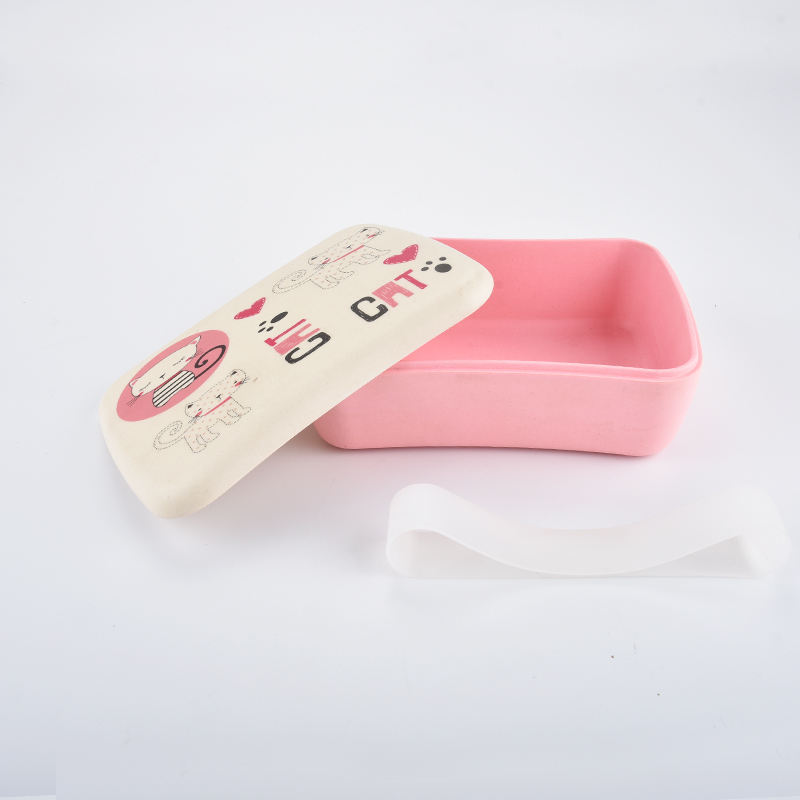 Compostable Colourful Bamboo Fiber School Lunch Box with Bamboo Lid