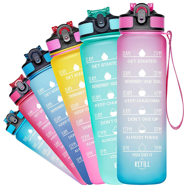In Stock Leakproof BPA Free Drinking Water Bottle with Time Marker