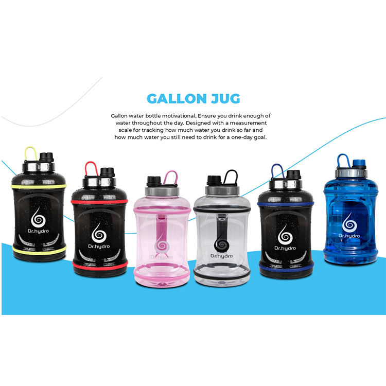 Leak-Proof Drinking 2.2L Bpa Free Logo Plastic Gallon Water Bottle With Motivational Time Marker Reminder