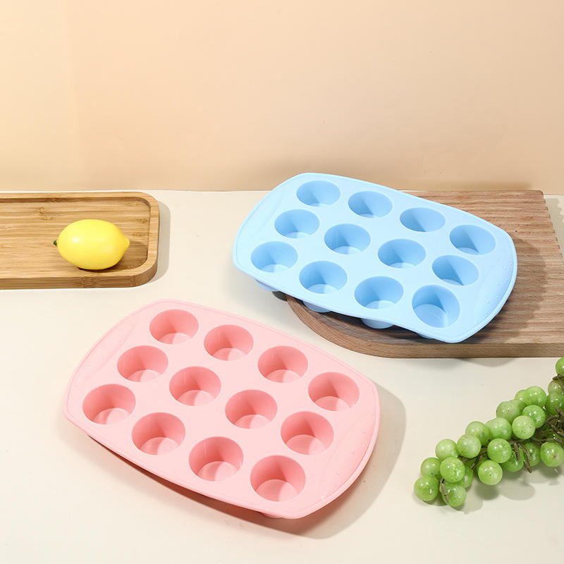 Food Grade Silicone Muffin Pan 12 Cups Baking Tools Cupcake Tray Cake Mold
