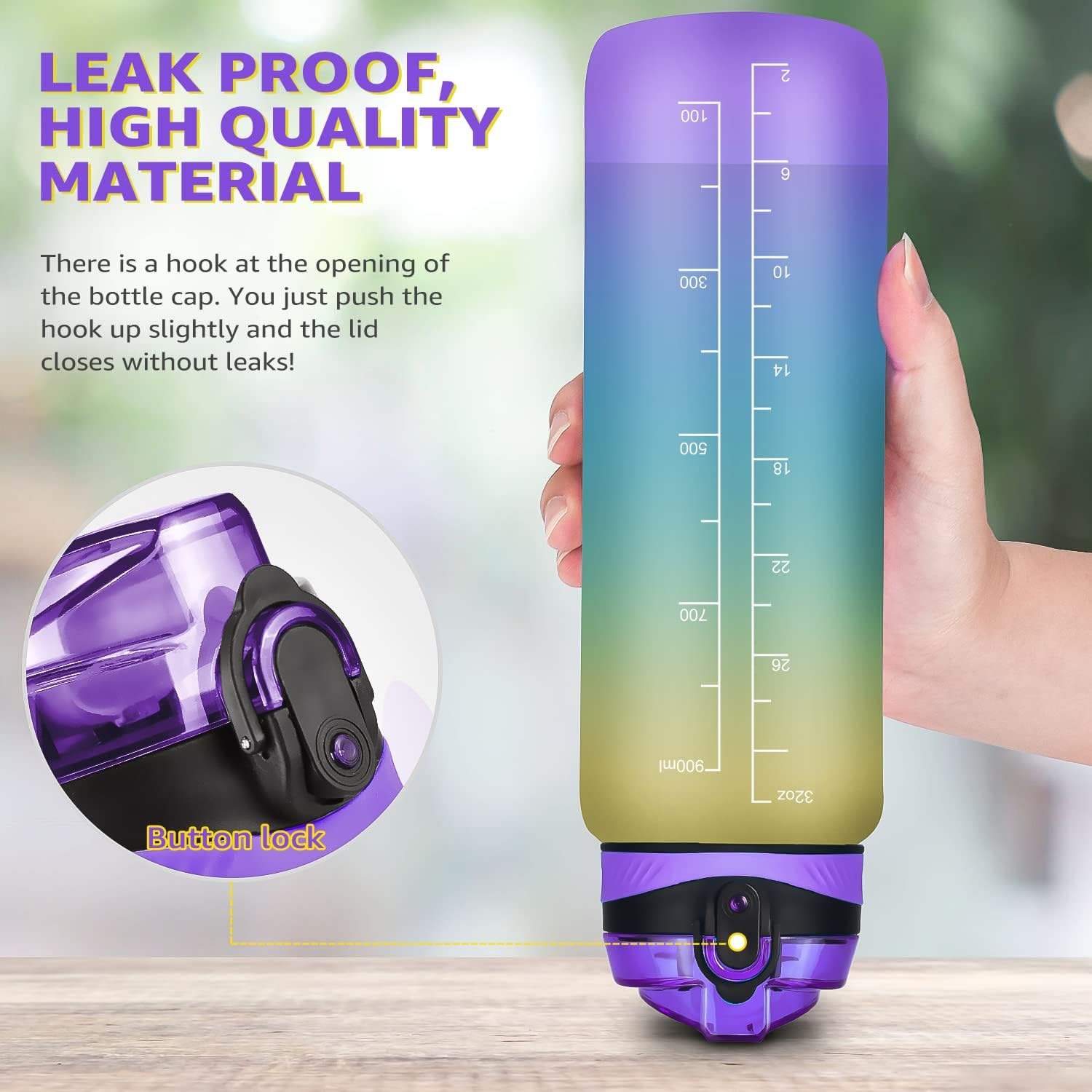 32 Oz 1 Liter 1000ml Hot Sale Motivational Water Bottle With Time Marker Plastic Sleeve Gym Fitness Sports