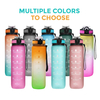 32oz 1L BPA Free Gym Custom Sport Motivational Plastic Water Bottle with Straw Time Marker Custom logo