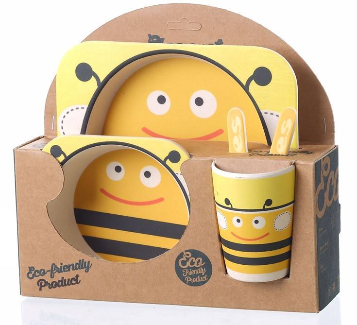 Printing Cartoon Decal Printing Accept Customized Bamboo Fiber Dinnerware Set