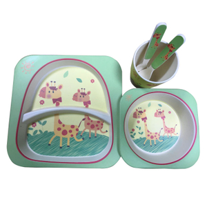 Printing Cartoon Decal Printing Accept Customized Bamboo Fiber Dinnerware Set